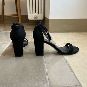 Stuart Weitzman Nearlynude Open-Toe Mid-Heel Block Sandals